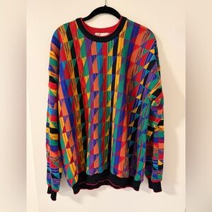 Multicolor Geometric Vintage Sweater Unisex